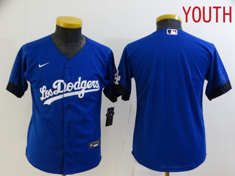 Youth Los Angeles Dodgers Blank Blue City Edition Game Nike 2021 MLB Jersey